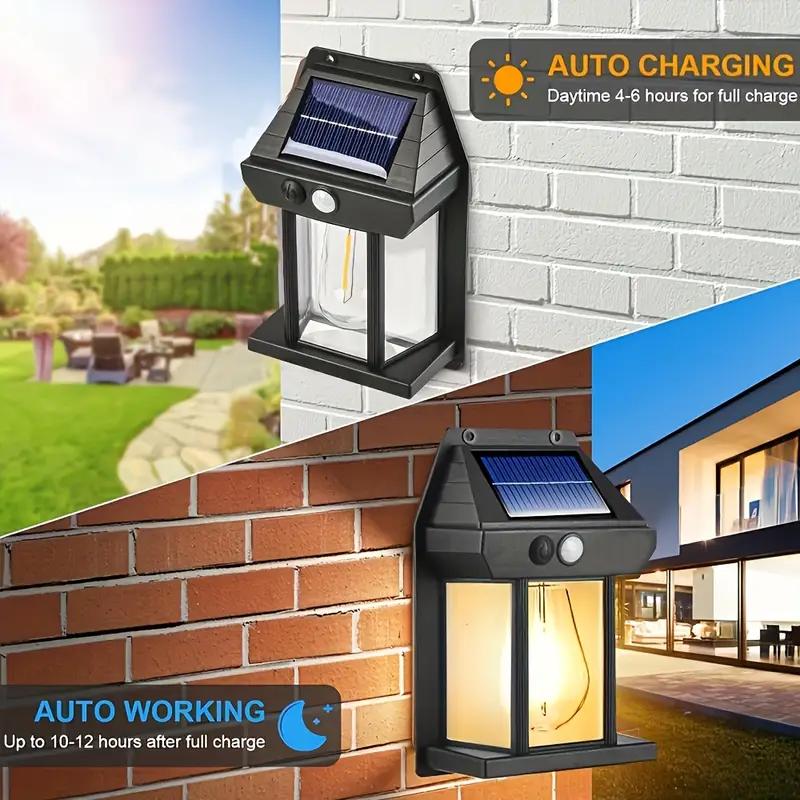 Solar LED Wall Light Outdoor Motion Sensor Light with 3 Modes Waterproof for Patio Deck Porch Barn Garage Safety Lighting Lamp
