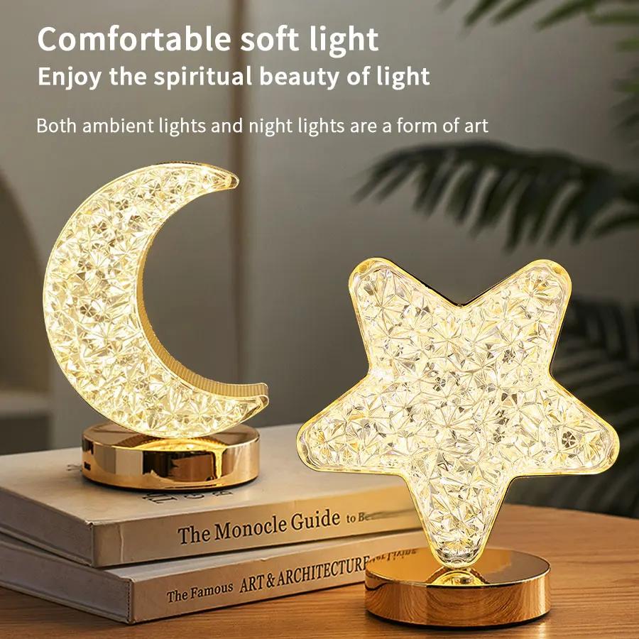 Led Moon Star Tree Topper Light Decorative Night Light With Multiple Lighting Modes Christmas Tree Lamps Ornament For Festivals