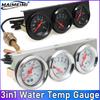 3-in-1 Wassertemperaturanzeige mit Sensor 52MM Öldruckanzeige Voltmeter 12V Kit Auto Dreifachanzeige Auto-Modifikationsanzeige Schwarz/Chrom