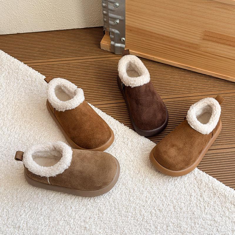 Winter 2025 Kinder Niedrige Schneestiefel, Koreanischer Stil, Vielseitig & Warm Samt, Mädchen Baumwollschuhe