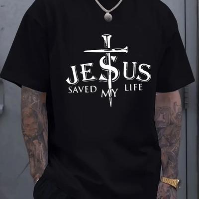 Letni modny T-shirt z nadrukiem męski graficzny T-shirt saved life 100% bawełna luźny