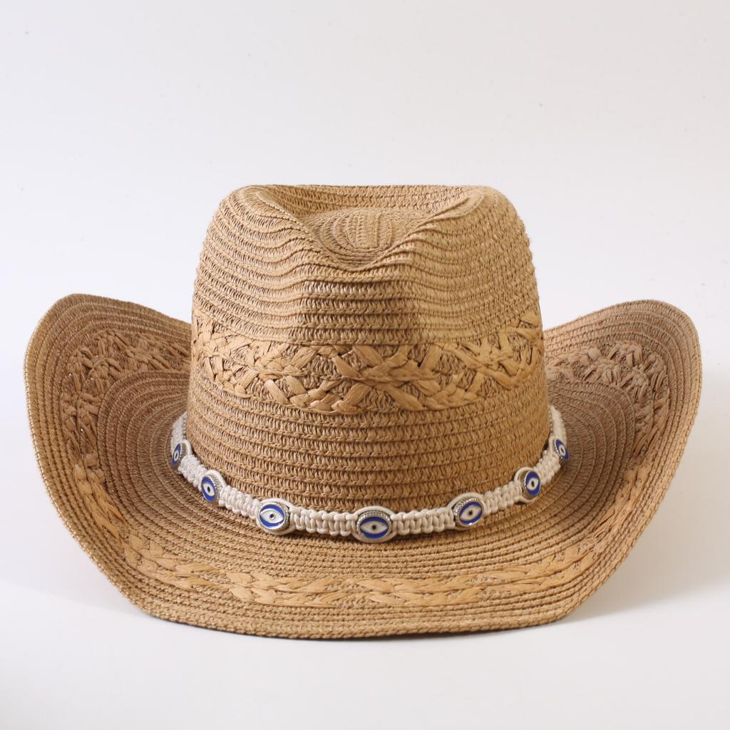 Beliebter europäischer und amerikanischer klassischer Strohgeflecht Western-Cowboyhut für Herren und Damen Outdoor-Mode OL-Stil Geflochtener Zylinder