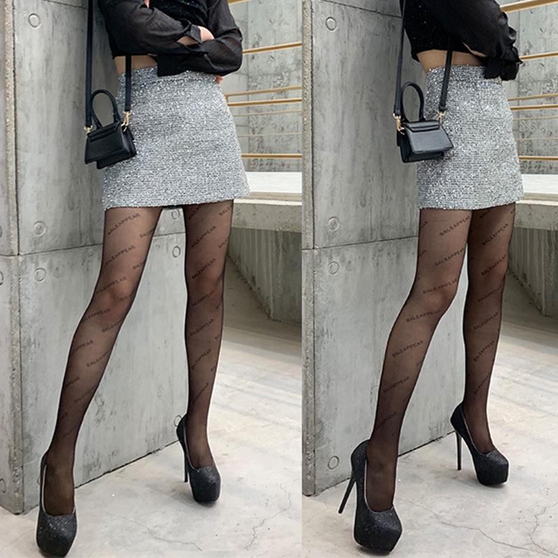 Summer Women Sexy Stockings Letter Print Tights Socks Stockings Sheer Tights Wild Thin Socks