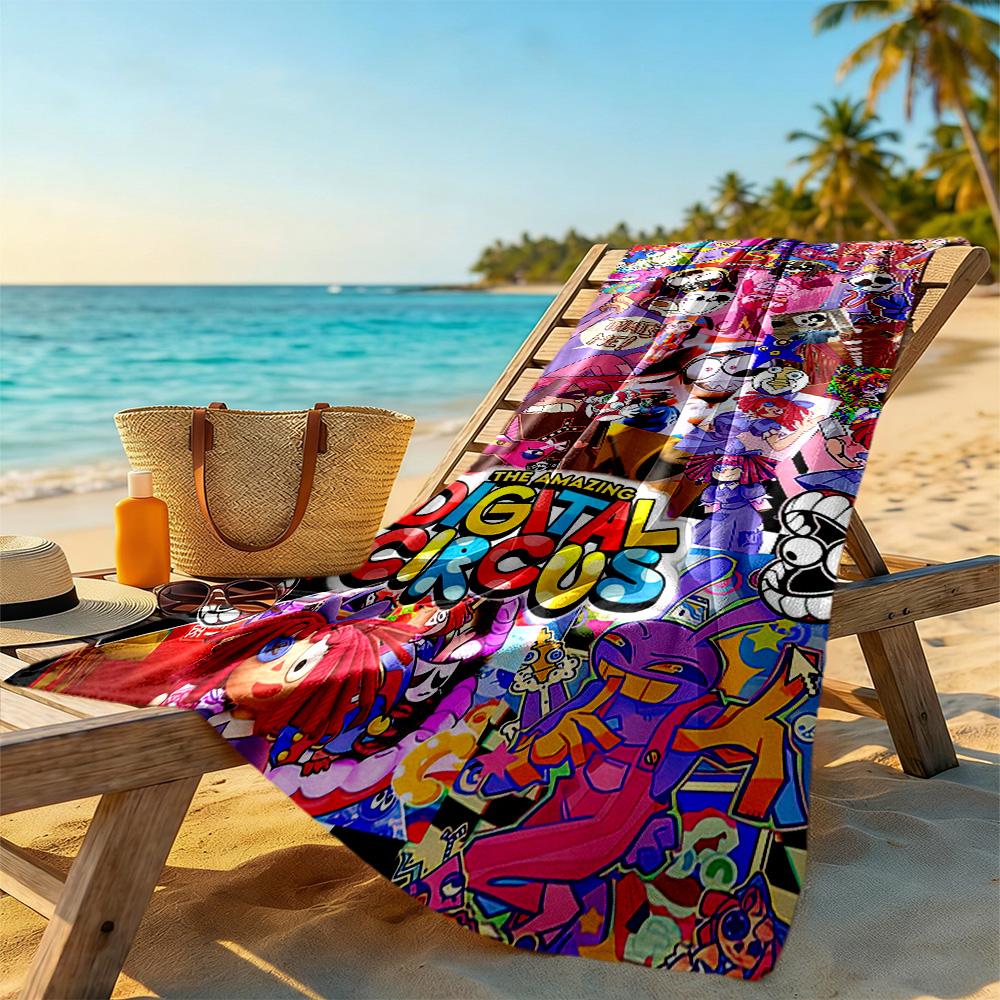 Digital Circus Beach Towel High Absorbency & Quick-Dry Comfortable Lightweight Suitable for Sports, Travel, Swimming, Yoga, Bathroom, Beach, And Pool