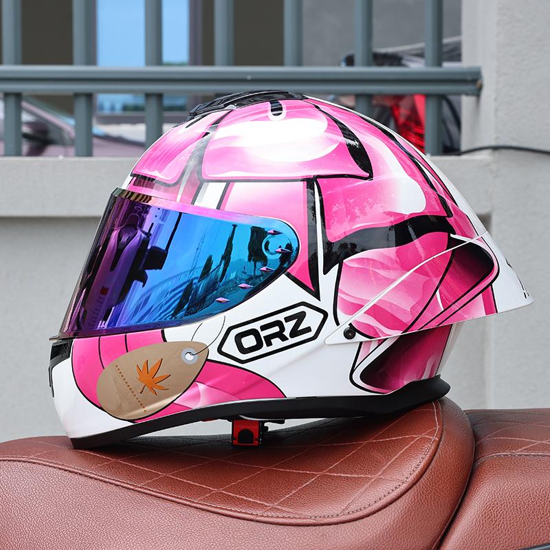 ORZ-Full Face Motorcycle Helmet Big Spoiler Design Unisex All Season DOT Standard ABS Lightweight Shockproof Bike Helmet