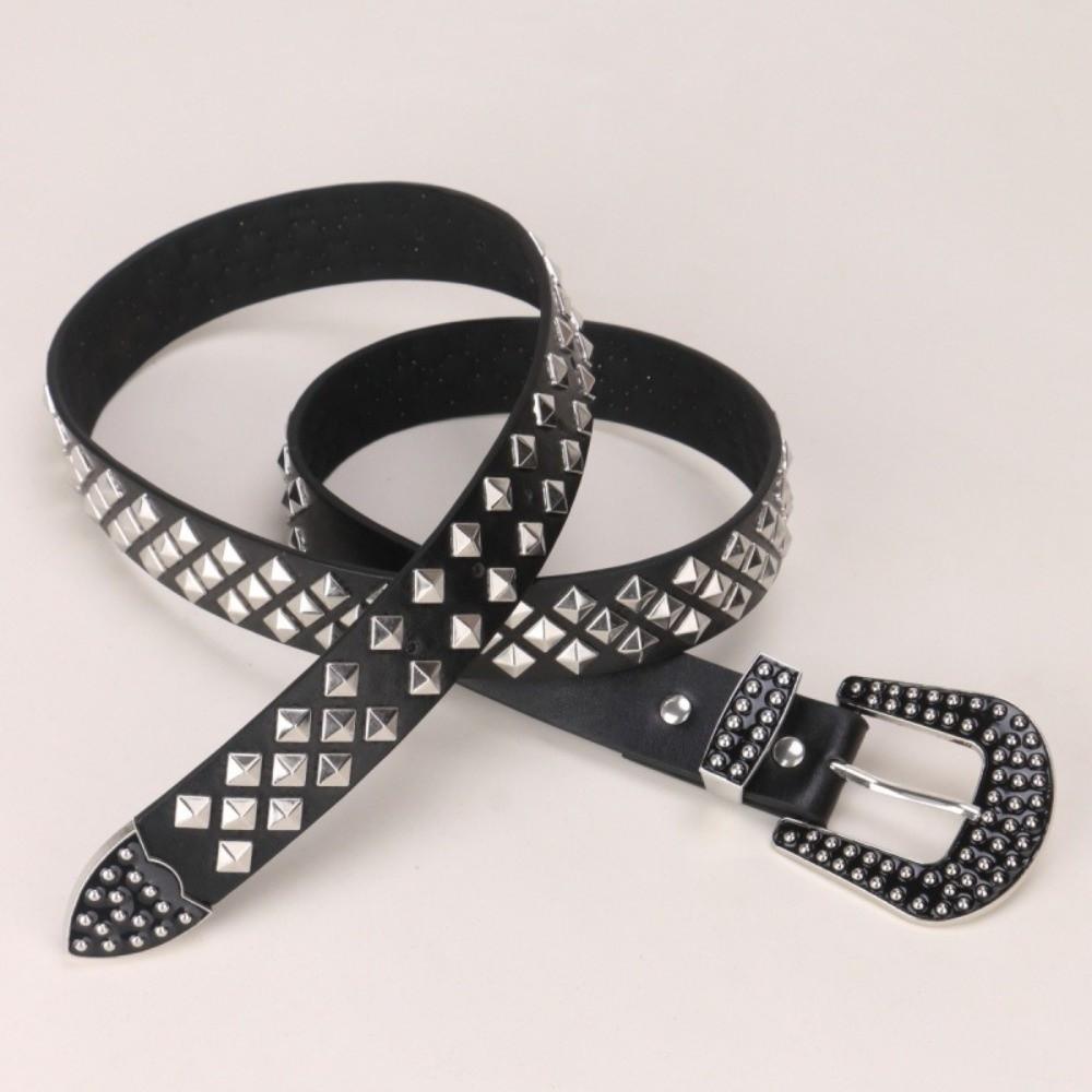 Casual Vintage PU Leather Belt Y2k Punk Style Rivet Punk Belt Adjustable Subculture Belt Unisex