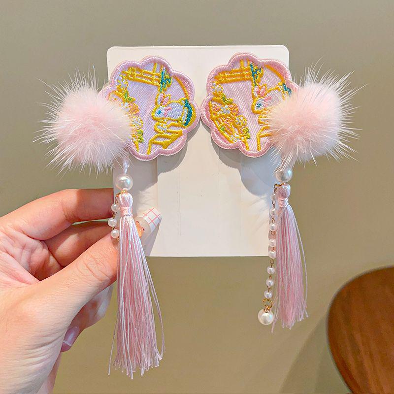 Kinder Haarklammern mit Quasten im antiken Stil für die Mitte des Herbstes - Schonend für das Haar, perfekt für Hanfu und Fotos