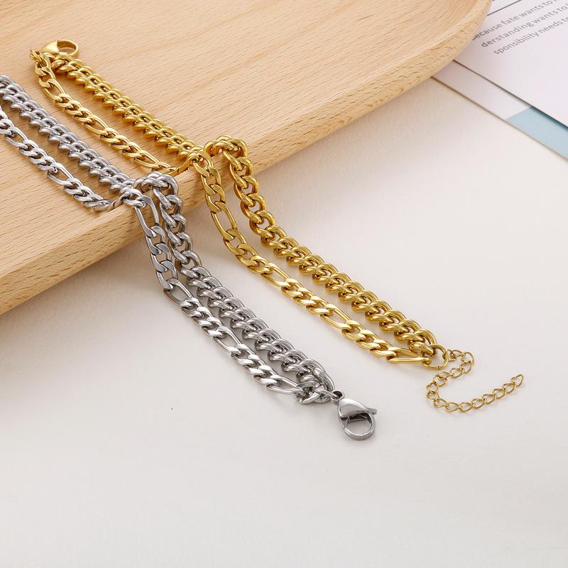 Fashion New Arrival Stainless Steel Double Layer Chain Bracelet Versatile Unisex Wrist Jewelry With Extension Chain Ready Stock