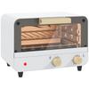 Electric Oven 12L with Timer and Adjustable Temperature, in Steel and Plastic, 31.5x27.7x22.7 cm, White and Gold