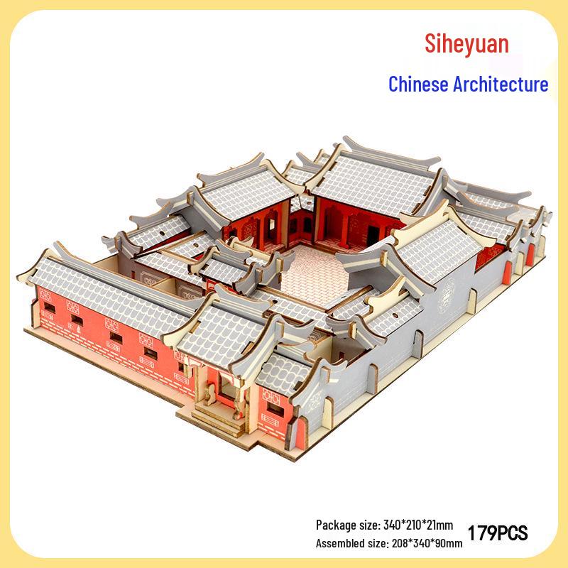 DIY Wooden 3D Puzzle: Chinese Architectural Model Educational Toy & Souvenir