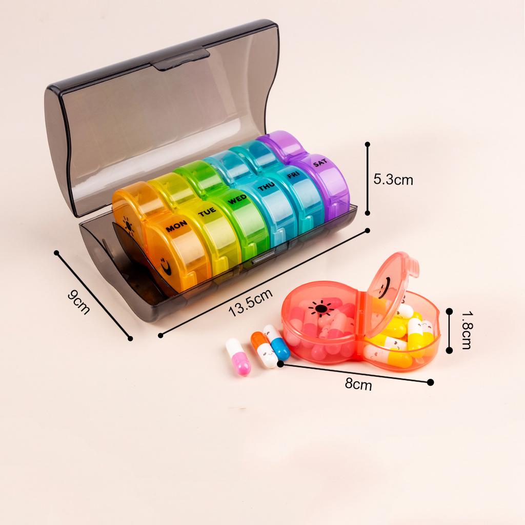 UNTIOR  Portable Weekly Pill Box Morning and Evening Large Capacity Travel with 14 Compartments to Hold Pills Vitamins