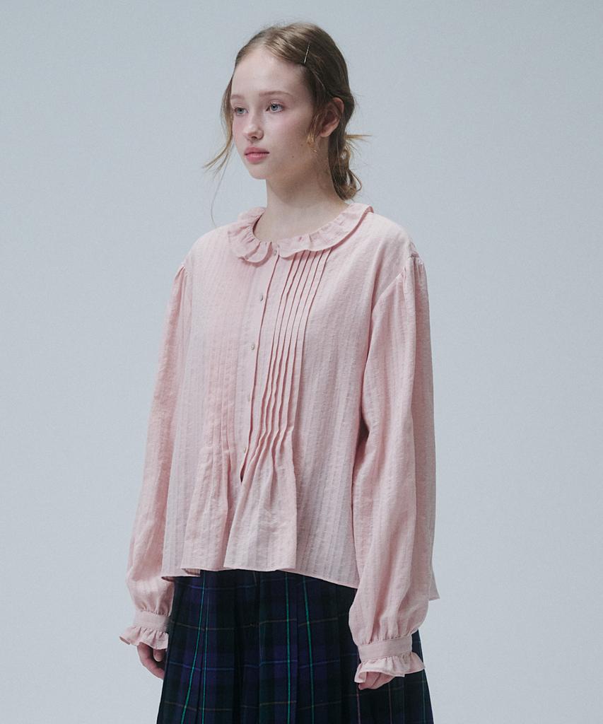 FUNFROMFUN Frill Neck Blouse, Pink