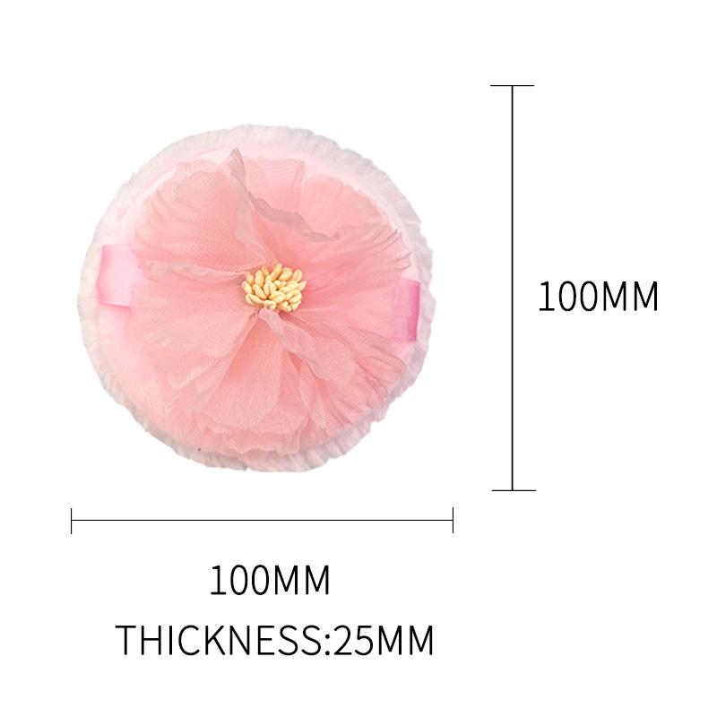 

3D Ribbon Flower Dual Sided Velvet Flocked Ultra Soft Large Fluffy Powder Puff For Body Makeup Loose Puff Wet Dry Makeup Tool розовый