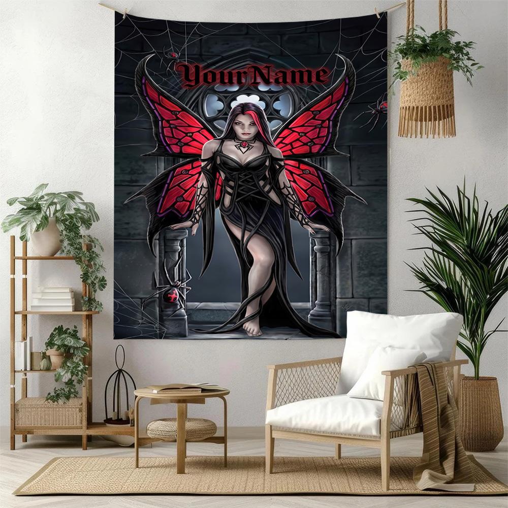 Gothic Illustrations Custom Your Name Wall Decor Tapestry Art For Pet Memorial Birthdaywedding Party Backdrop Family Gift