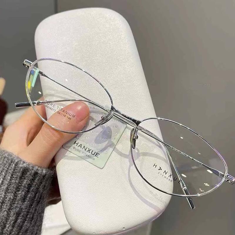 Vintage Cat Eye Alloy Blue Light Glasses Frame Women INS Eyeglasses Korean Decorative Computer Clear Glasses Fashion Eyewear