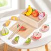 Wooden Cutting Food Set Educational Sliceable Pretend Kitchen Realistic Slicing Action