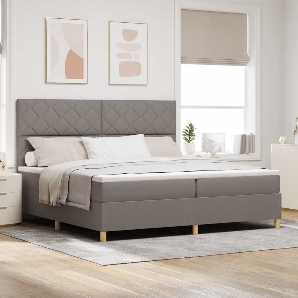 Boxspring Bed with Headboard Taupe 200 x 200 cm Fabric