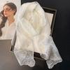 Vreovor Lace Pearl Diamond Silk Scarf Korean Version Versatile White Lace Embroidery Headband Dress Waist Seal