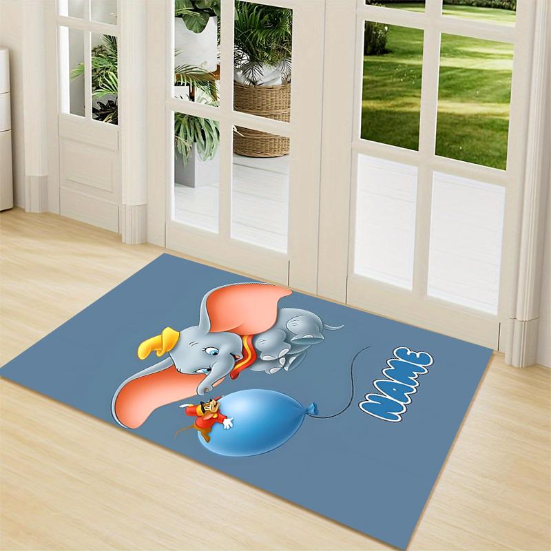 Custom Name "Baby Dumbo Adventure" Carpet Rug Customizable Soft Washable Anti-Slip Home Living Room Sofa Mats Personalized Rug. 0909387