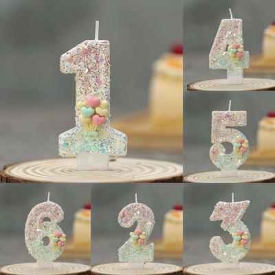 0-9 Number Birthday Party Painted Dual-Color Glow Digital Candles Cake Topper for Wedding Christmas Festival Decoration Supplies