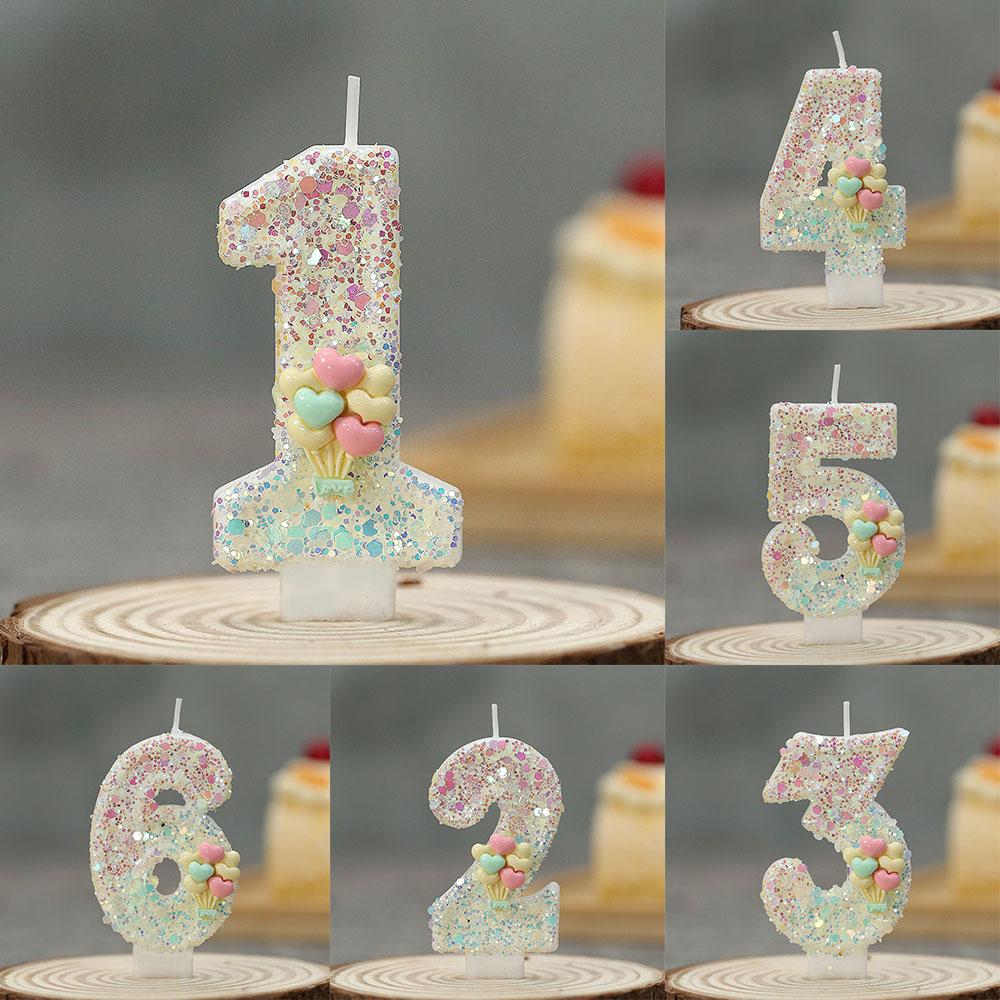 0-9 Number Birthday Party Painted Dual-Color Glow Digital Candles Cake Topper for Wedding Christmas Festival Decoration Supplies