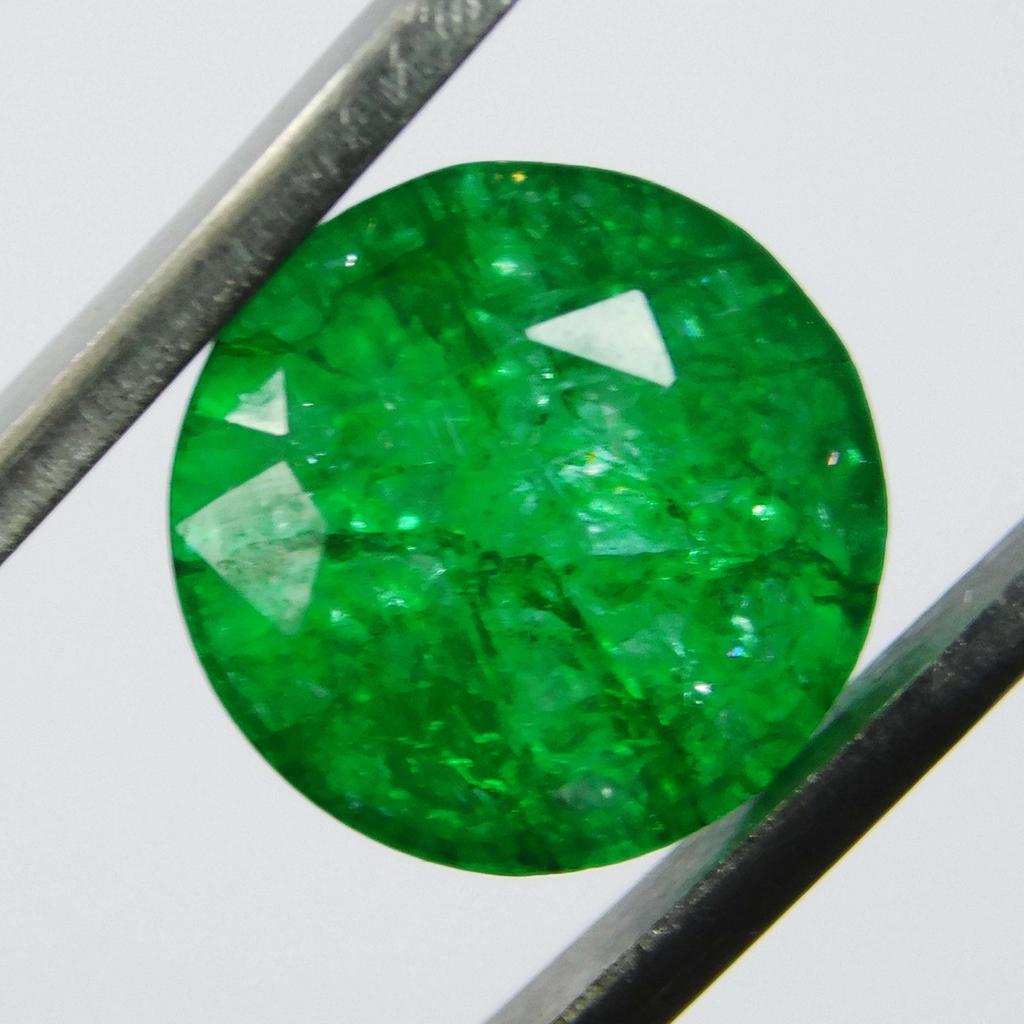 8.23 Ct Natural Colombian Emerald Round Cut Green CERTIFIED Loose Gemstone A-6210