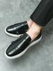 British Style Vulcanized Sneakers Men New Casual Leather Shoes For Men Yuppie Slip On Boat Loafers Large Size 46 Men’s Flat Shoes