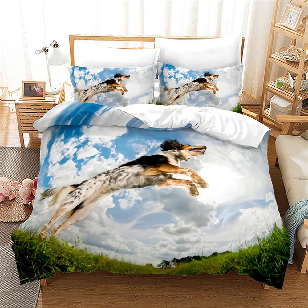 Dog And Cat Duvet Cover Set 3D Print Cute Kawaii Animals King Queen Size Polyester Comforter Cover For Kid Boy Girl Bedding Set