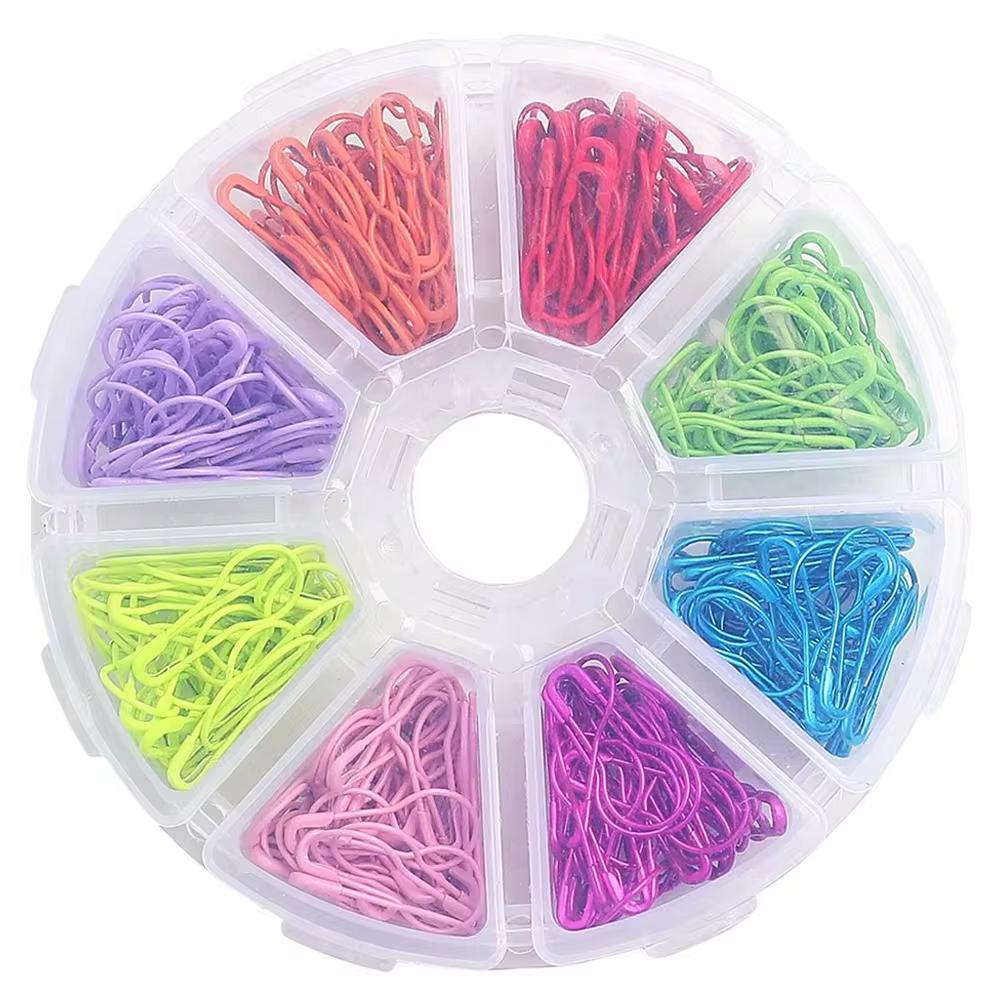 

320 шт. Разноцветные металлические спицы для вязания, маркеры петель, безопасные булавки в форме груши для шитья одежды, DIY-рукоделия, с коробкой для хранения 1 set светло-серый