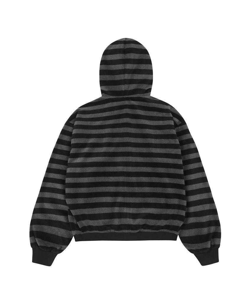 Losers Club Logo Stripe Fleece Two-Way Zip-Up Hoodie Black