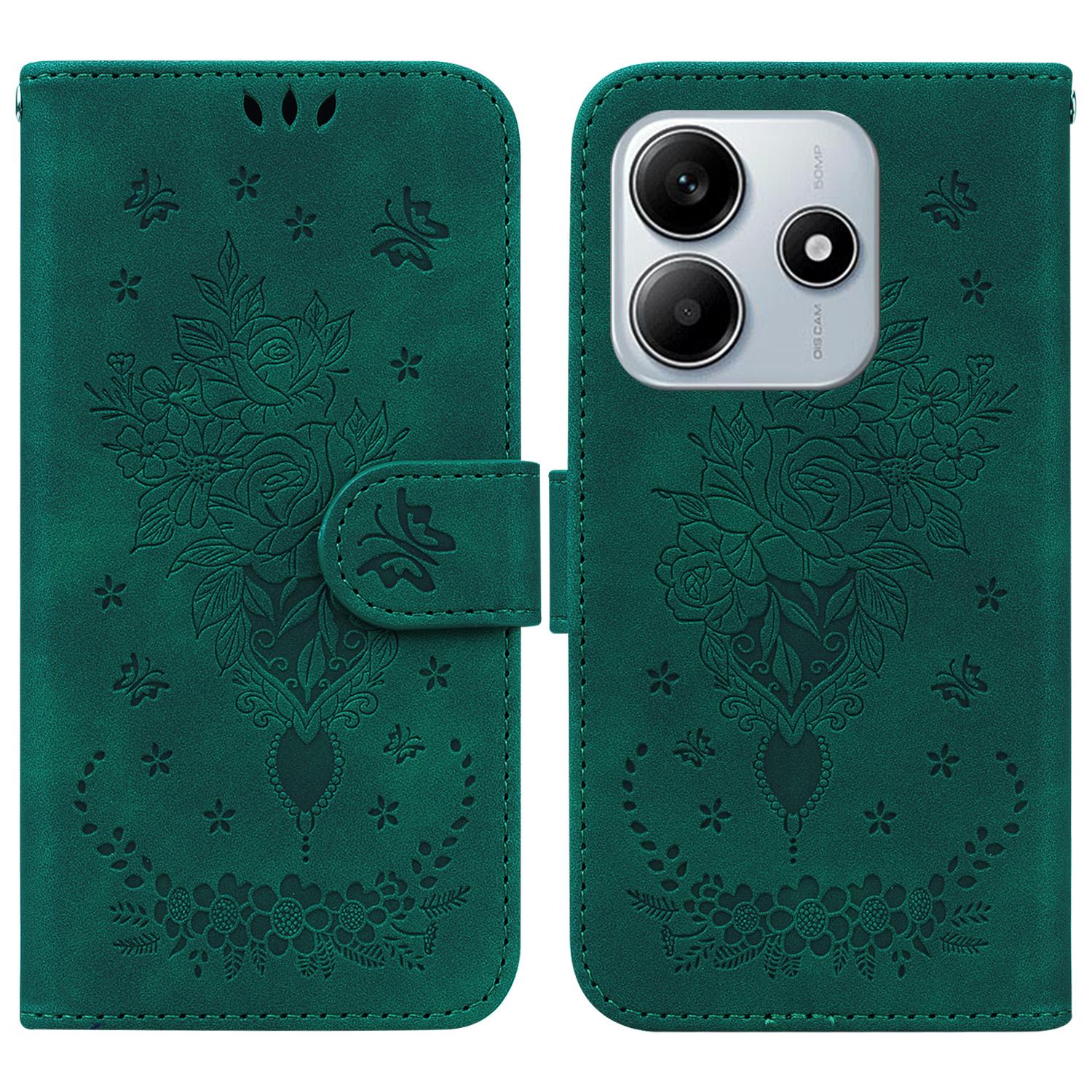 

For Xiaomi Redmi Note 14 5G Case PU Leather Wallet Phone Cover Butterfly Flower Imprint A