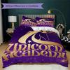 Unicorn Academy Pattern Bedding Uilt Set Uilt Cover Pillowcase Home Decoration Birthday Gift (1 * Duvet Cover + 2 * Pillowcase  Without Core)95
