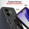 KEYSION Shockproof Armor Case for TECNO POVA 6 Neo 4G Soft Silicone+PC Metal Ring Stand Phone Back Cover for TECNO Pova 6 Neo 4G