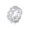 S925 Silver Moissanite Geometric Ring - Hip Hop Style with Rhinestone Inlay