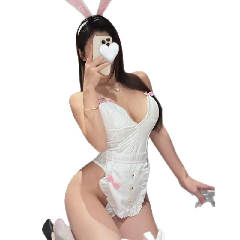 Sexy lingerie pure lust milk rabbit sweet cos bunny hot straps leather maid outfit