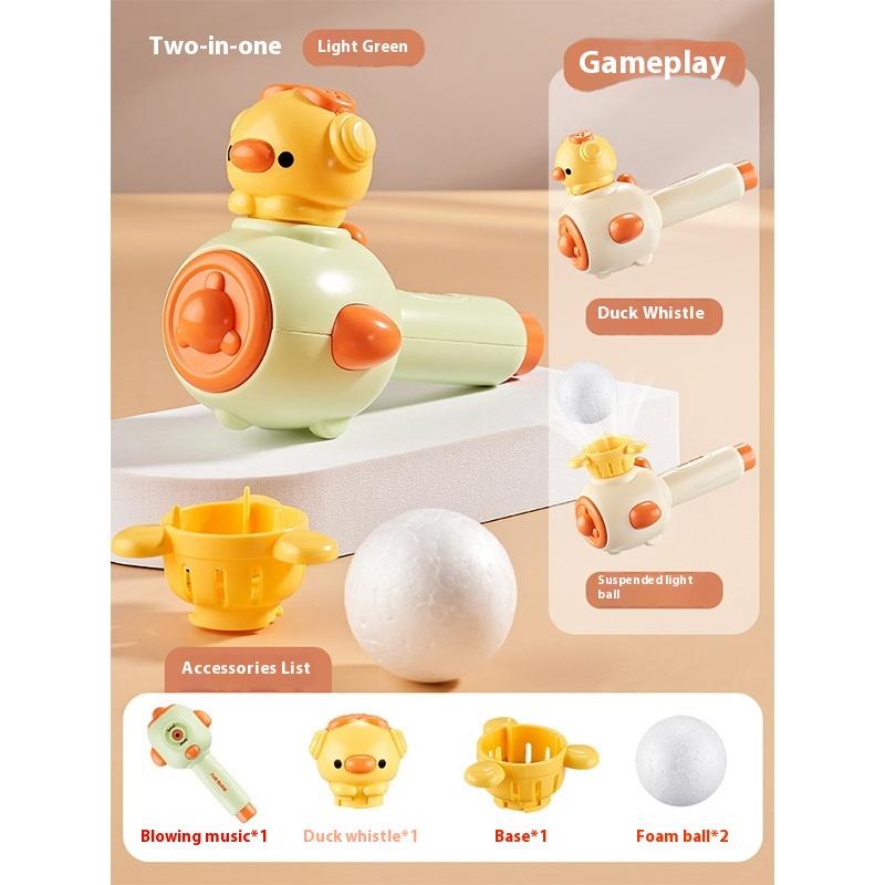 Children's Three In One Breathing Practice Toy Whistling Floating Blowpipe Ball Blowing Balloon Launcher Education Practice Toy
