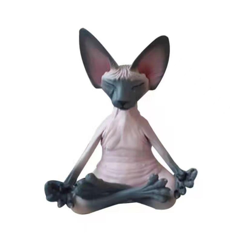 Sphinx Cat Simulation Hairless Cat Figurine Resin Meditation Yoga Lucky Cat Decor  Home Decoration