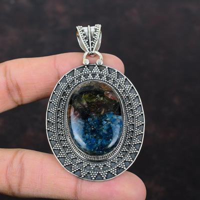 Ciondolo in tormalina di anguria in rame Ciondolo in argento sterling 925 Gioielli di design fatti a mano Ciondolo vintage Gioielli in pietra preziosa naturale per regalo