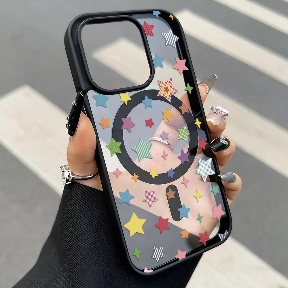 Ins Korean Series Star Bowknot Wireless Charging Case for iPhone 17 Air 16 E 15 14 13 12 Mini 11 Pro Max XS Max 8 7 Plus Cover
