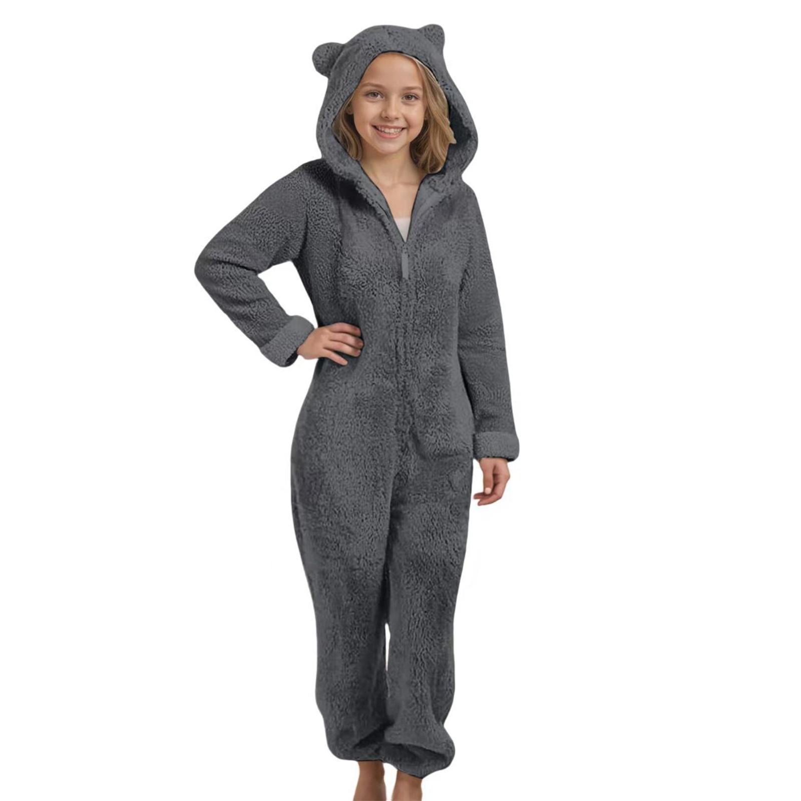 

Children s Boys And Girls Color Hooded Long Sleeved Zipper Plush Warm Children s Clothing Jumpsuit 130