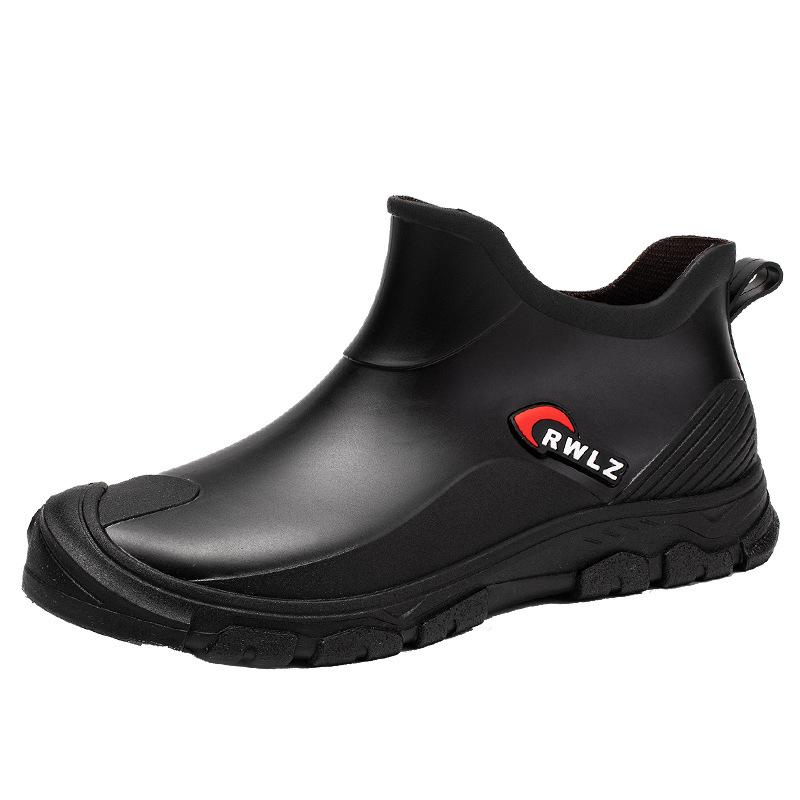 New Men's Rain Shoes Waterproof Rain Boots Non-slip Water Shoes Fashionable Low-top Wear-resistant Casual Rubber Shoes
