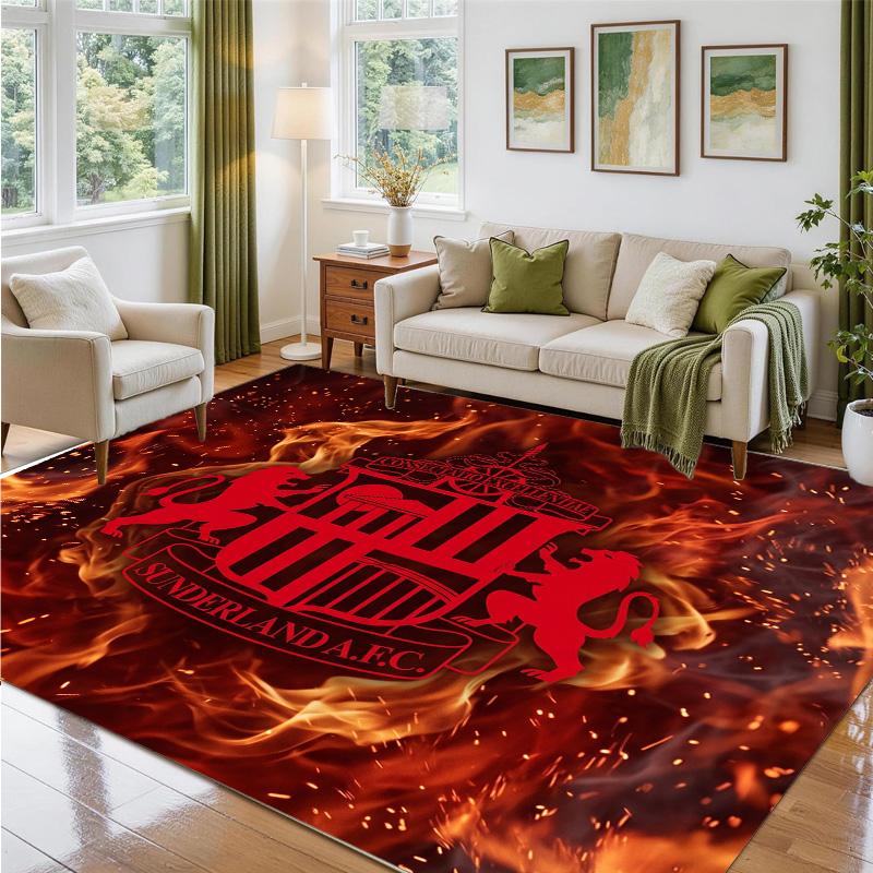 Sunderland Football Design Crystal Velvet Rug Soft Decorative Mat for Bedroom Entrance