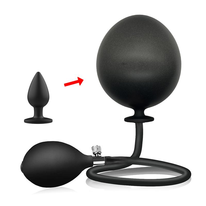 Inflatable Silicone Anal Plug Dilator Expandable Pump Butt Silicone Huge Anus Prostate Massager Anal Sex Toy For Men Couples