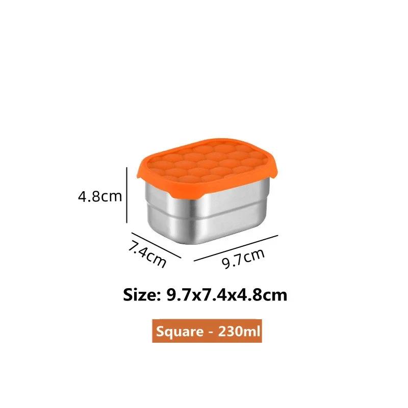 304 Edelstahl Lunchbox Kühlschrank Frischhaltebox mit Silikondeckel Lebensmittelaufbewahrungsbehälter Bento Küchenorganisator