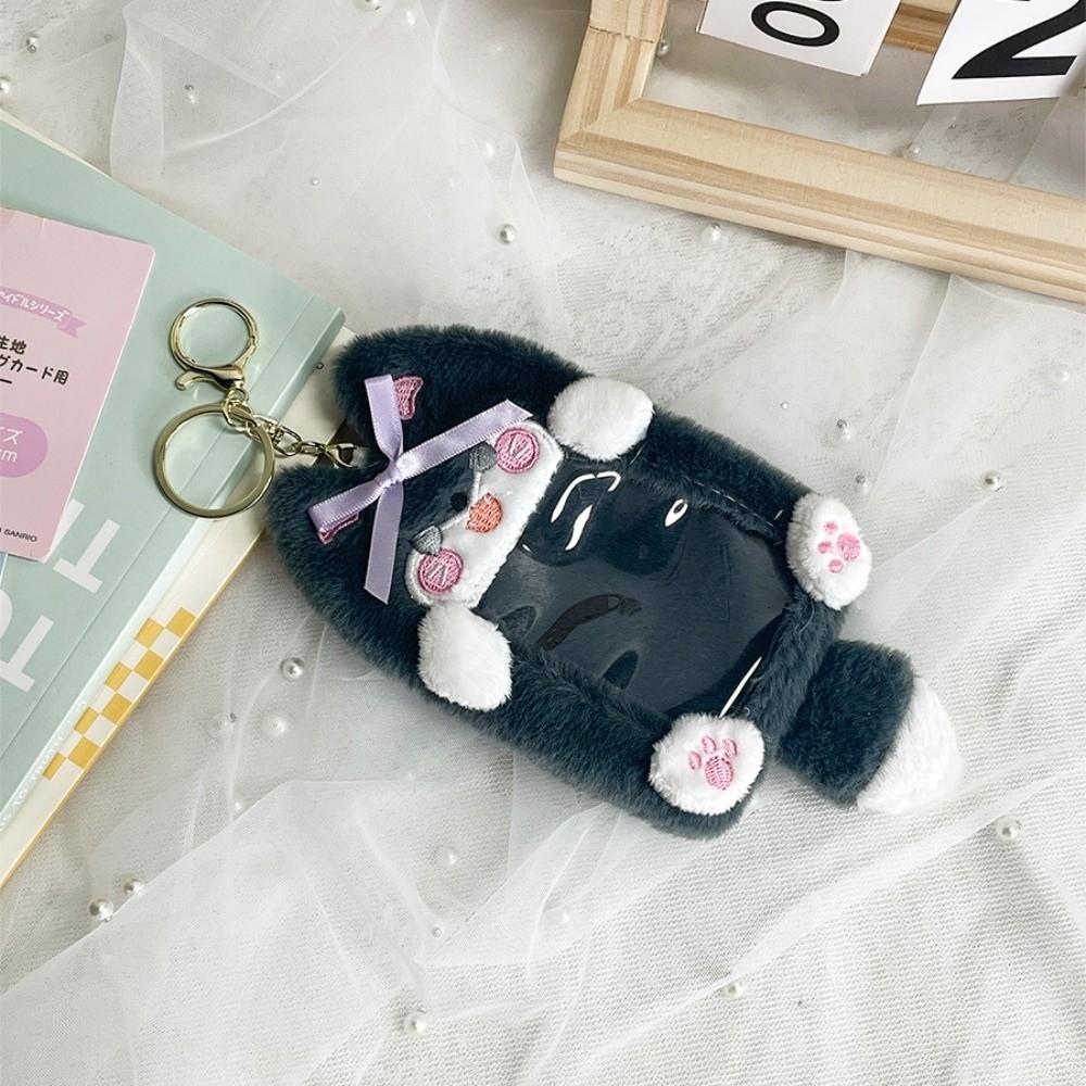 Cute Cartoon Animals Photocard Case Soft Fluffy Bag Keychain Student Card Holder Photo Card Holder Gifts Cards Sleeve