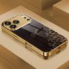 Luxury Crocodile Leopard Splicing Golden Letter A Phone Case for iPhone 17 16 15 14 13 12 11 Pro Max XS XR 7 8 Plus 16E