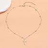 925 Silver Cross Necklace Simple Style Pendant Choker Religious Jewelry for Women Exquisite Gift