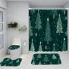 1/4 Pine Forest Shower Curtain, Toilet Seat Decoration, Shower Curtain With Carpet And Toilet Lid, 70.8X70.8 Inches