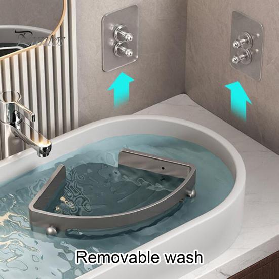 Stable Load-bearing Shelf 1/2/3 Pcs Bathroom Storage Rack Triangle Shape Suction Cup No Drilling Self-adhesive Great Load Bearing with Hooks Removable