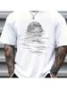 Summer Men's Moon Pattern Print Fashion Casual Loose Fit Sports Crew Neck Short Sleeve T-Shirt